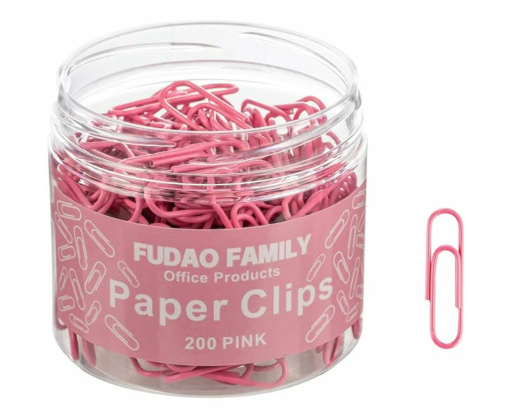 Small Paper Clips, 1.1 Inch Paper Clip, 200 pcs Paperclips (Small, Pink)