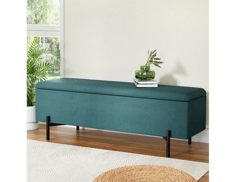 Artiss Storage Ottoman Blanket Box 140cm Velvet Green