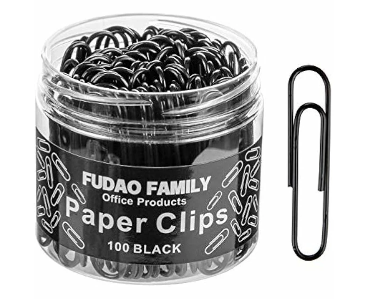 Jumbo Paper Clips, 2 Inch Paper Clip, 100 pcs Large Paperclips (Jumbo, Black)