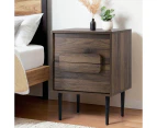 Artiss Bedside Table Nightstand 2 Drawers - Walnut