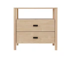 Artiss Bedside Table Nightstand 2 Drawers - Pine