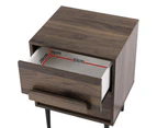 Artiss Bedside Table Nightstand 2 Drawers - Walnut