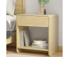 Artiss Bedside Table Drawer Open Shelf Pine