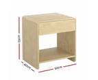 Artiss Bedside Table Drawer Open Shelf Pine