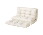 Artiss Floor Lounge Sofa Bed 2 Seater Pillow Leather White