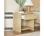 Artiss Bedside Table Drawer Open Shelf Pine