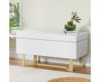 Artiss Storage Ottoman Blanket Box Criss-cross Linen White