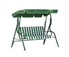 Gardeon Outdoor Swing Chair Garden Bench Furniture Canopy 3 Seater White Green