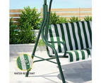 Gardeon Outdoor Swing Chair Garden Bench Furniture Canopy 3 Seater White Green