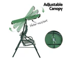 Gardeon Outdoor Swing Chair Garden Bench Furniture Canopy 3 Seater White Green