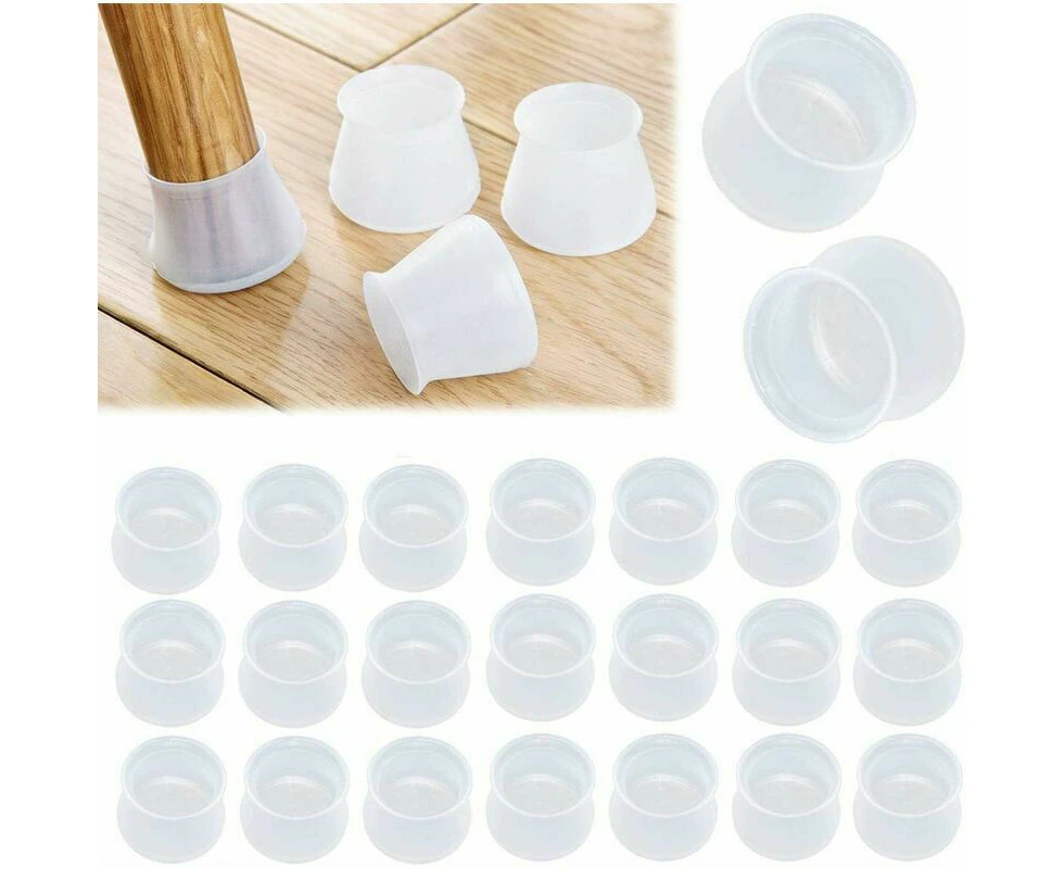 24pcs Silicone Chair Leg Caps Silicone Pads for Furniture Tables Cover Anti-Scratch Leg Protectors for Chair Table Home Sofa 28-45mm (Transparent)