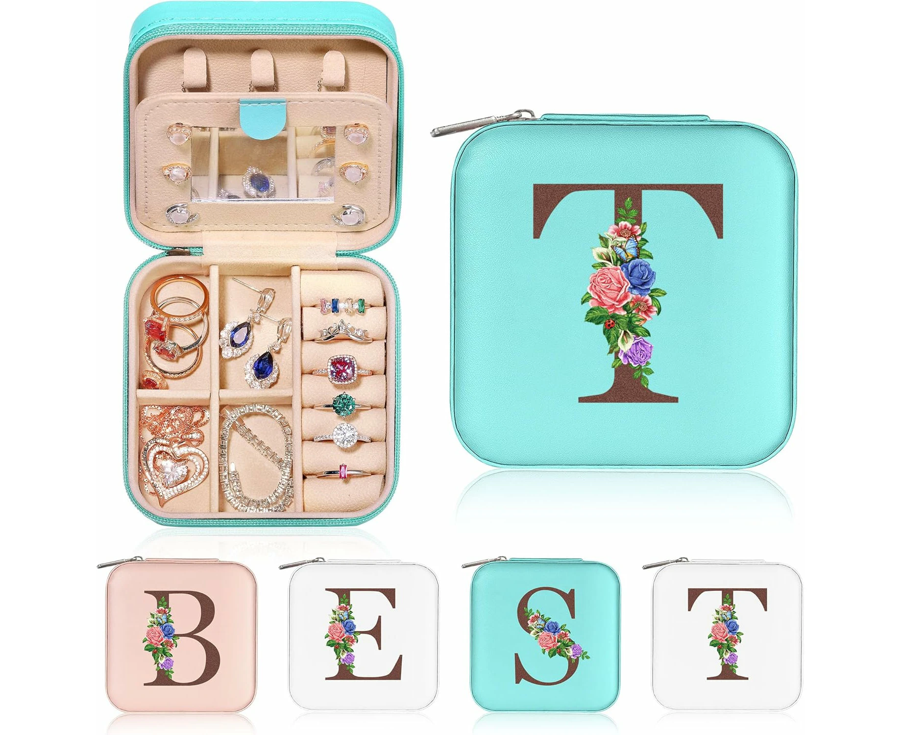 Travel Jewelry Organizer Jewelry Boxes for Women, Travel Essentials Travel Accessories Birthday Blue T