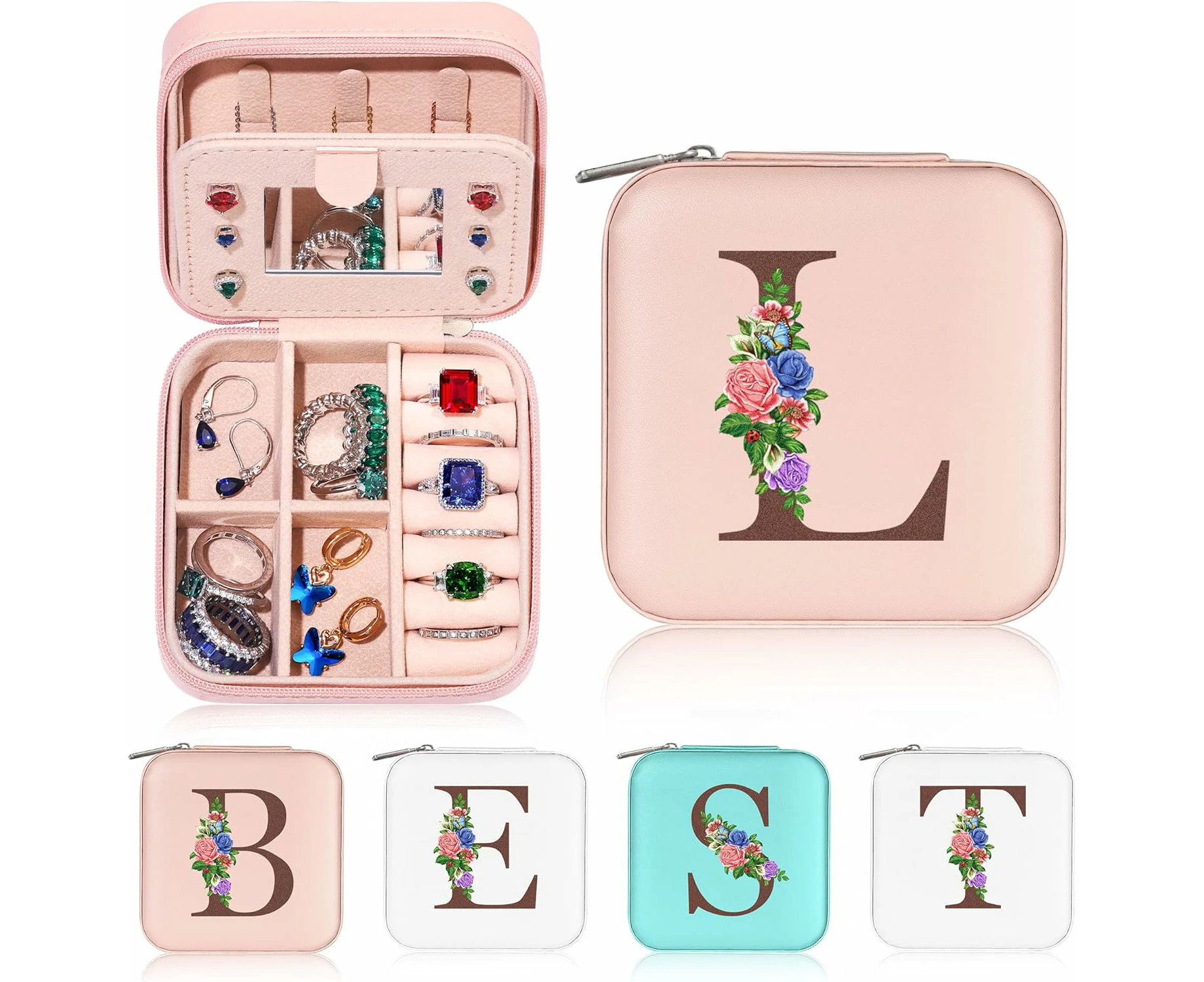 Travel Jewelry Organizer Jewelry Boxes for Women, Travel Essentials Travel Accessories Birthday - Pink L