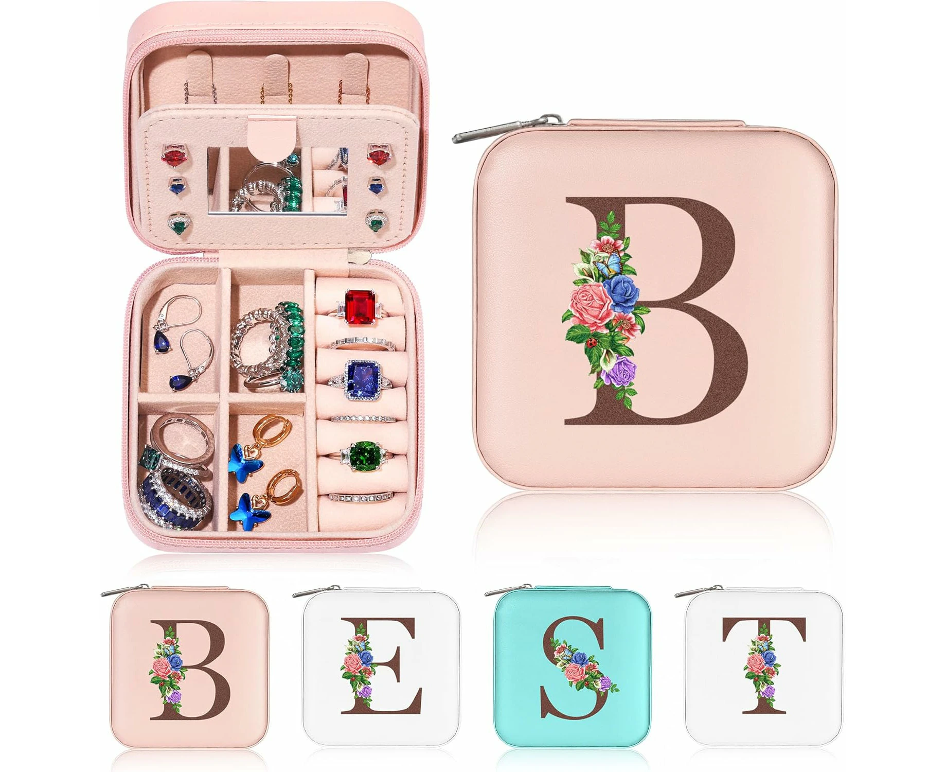 Travel Jewelry Organizer Jewelry Boxes for Women, Travel Essentials Travel Accessories Birthday - Pink B