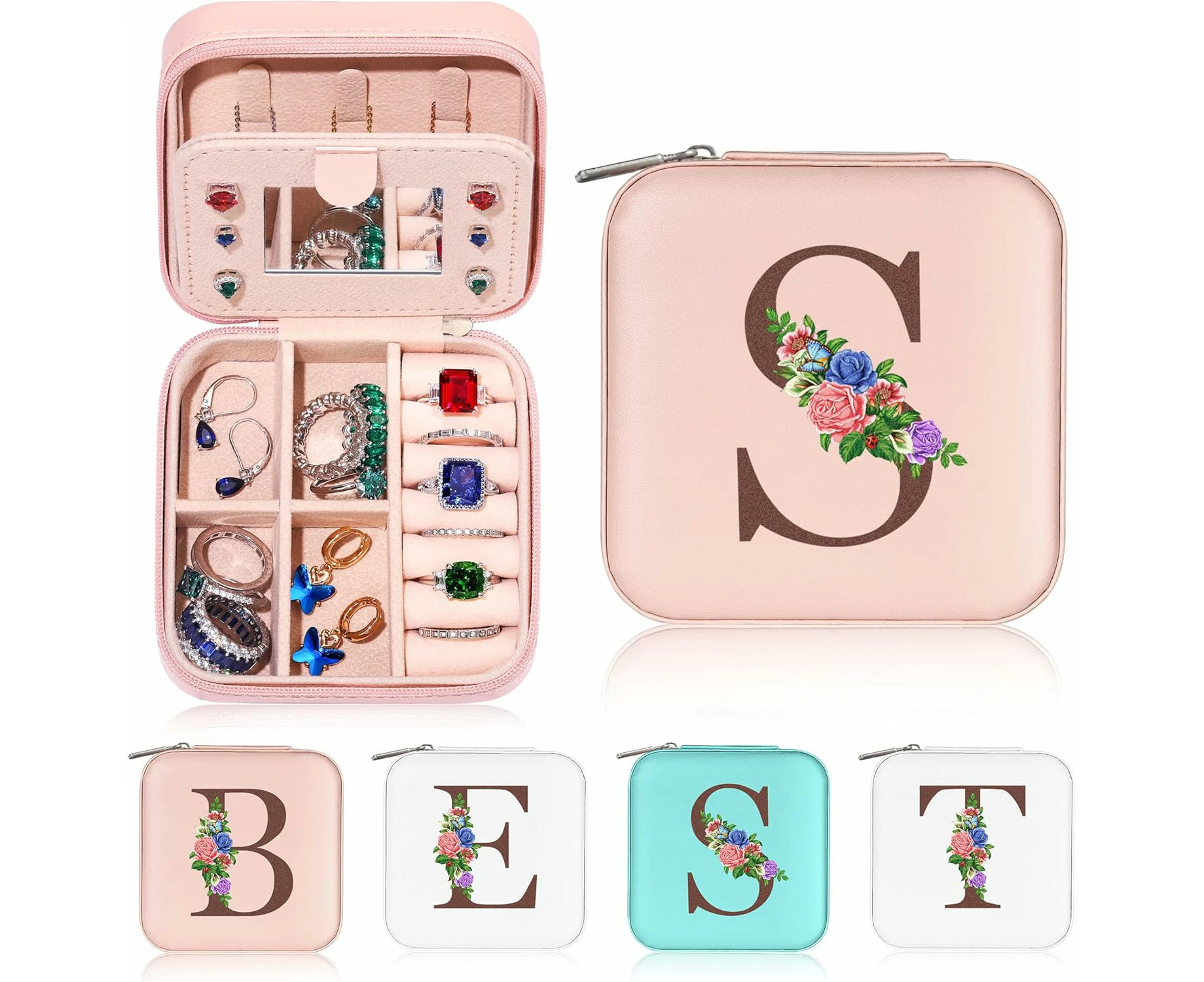 Travel Jewelry Organizer Jewelry Boxes for Women, Travel Essentials Travel Accessories Birthday - Pink S