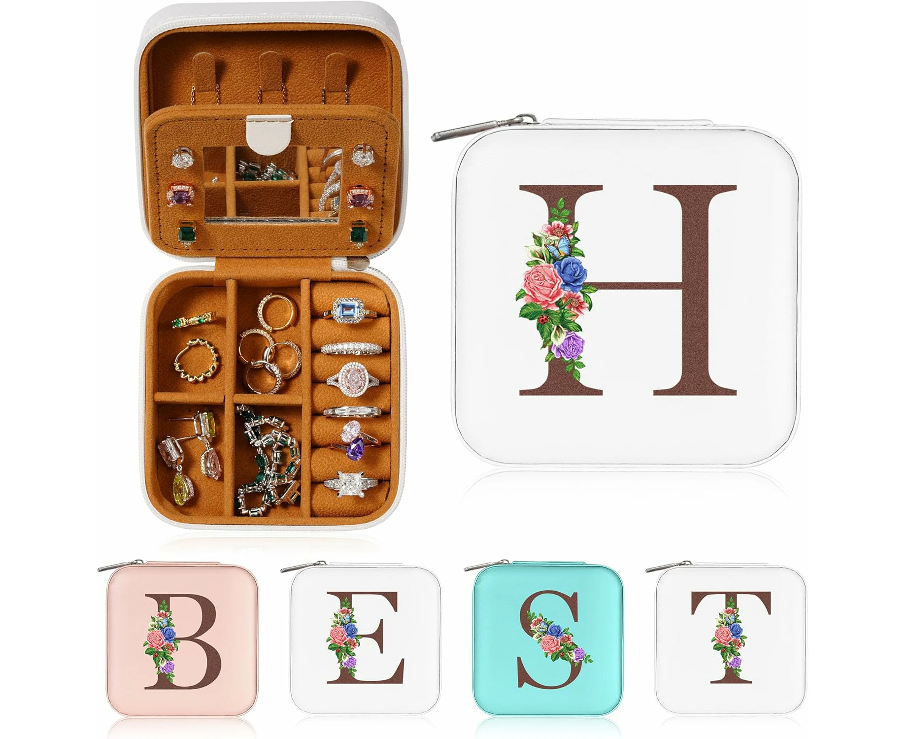 Travel Jewelry Organizer Jewelry Boxes for Women, Travel Essentials Travel Accessories Birthday  White H