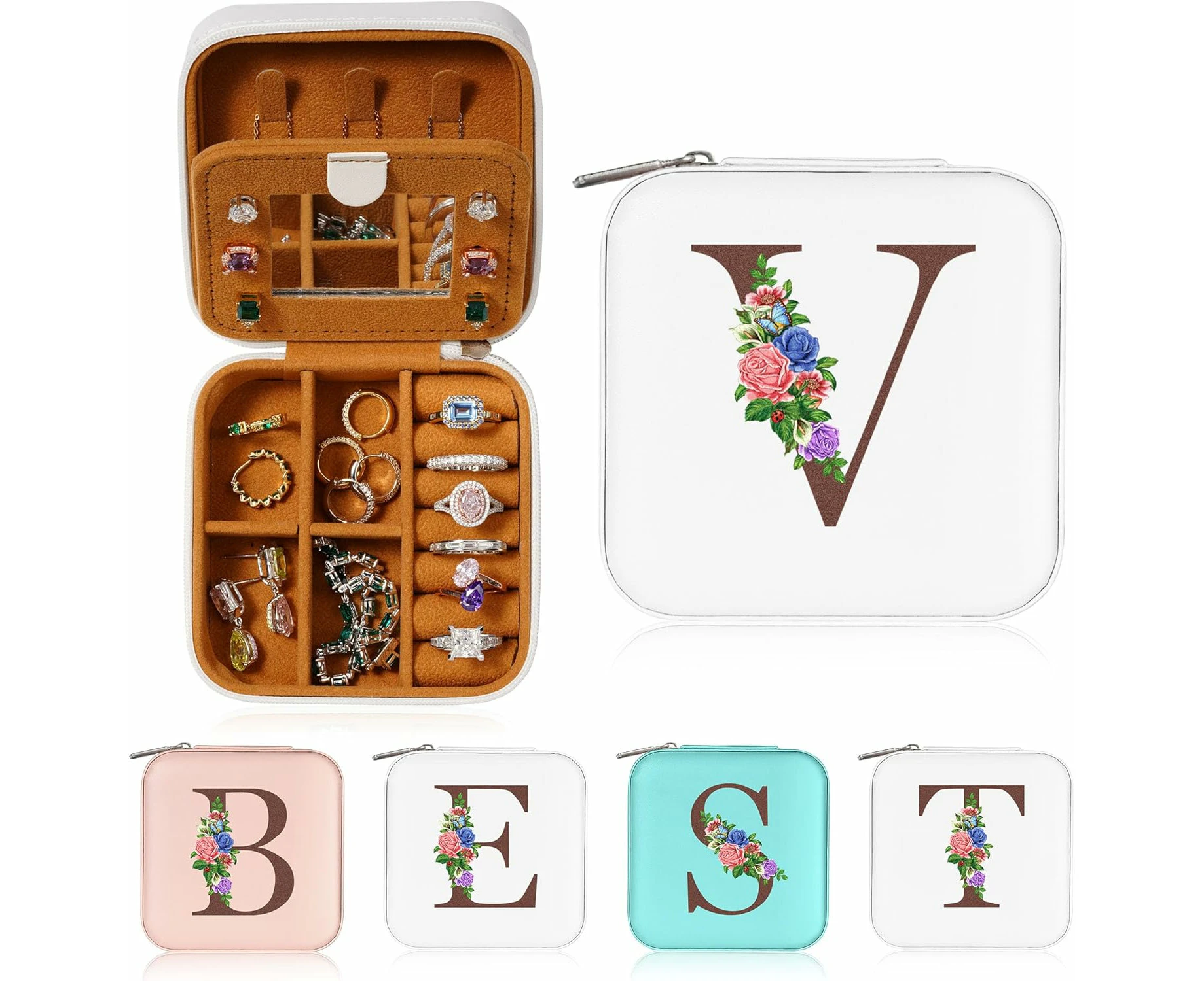 Travel Jewelry Organizer Jewelry Boxes for Women, Travel Essentials Travel Accessories Birthday  White V