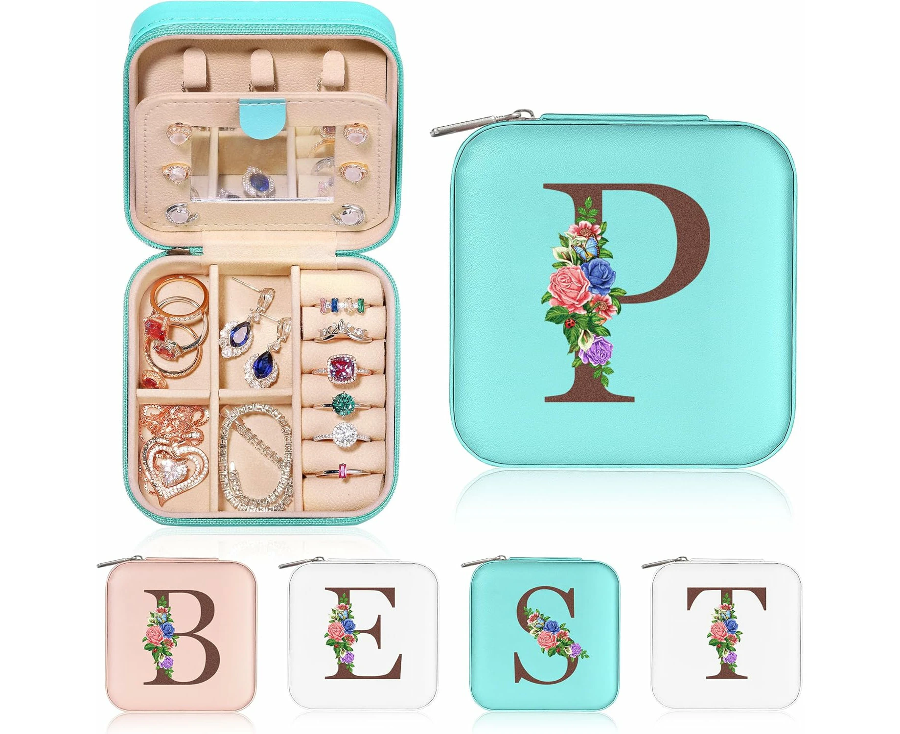 Travel Jewelry Organizer Jewelry Boxes for Women, Travel Essentials Travel Accessories Birthday Blue P