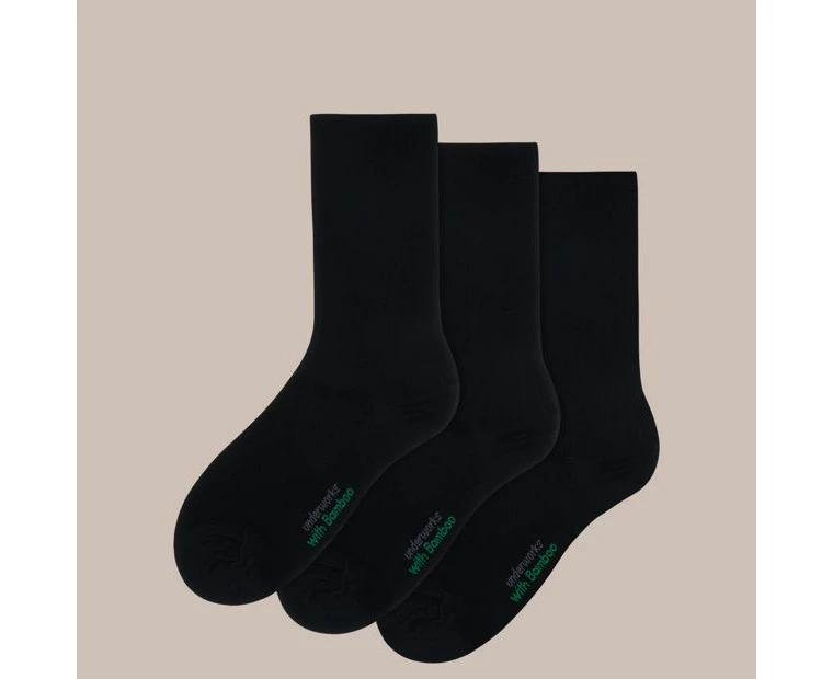 3 Pack Bamboo Light Ribbed Crew Socks - Underworks