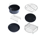 6-in-1 Air Fryer Accessories Set Metal Holder Skewer Rack Cake Barrel Parts