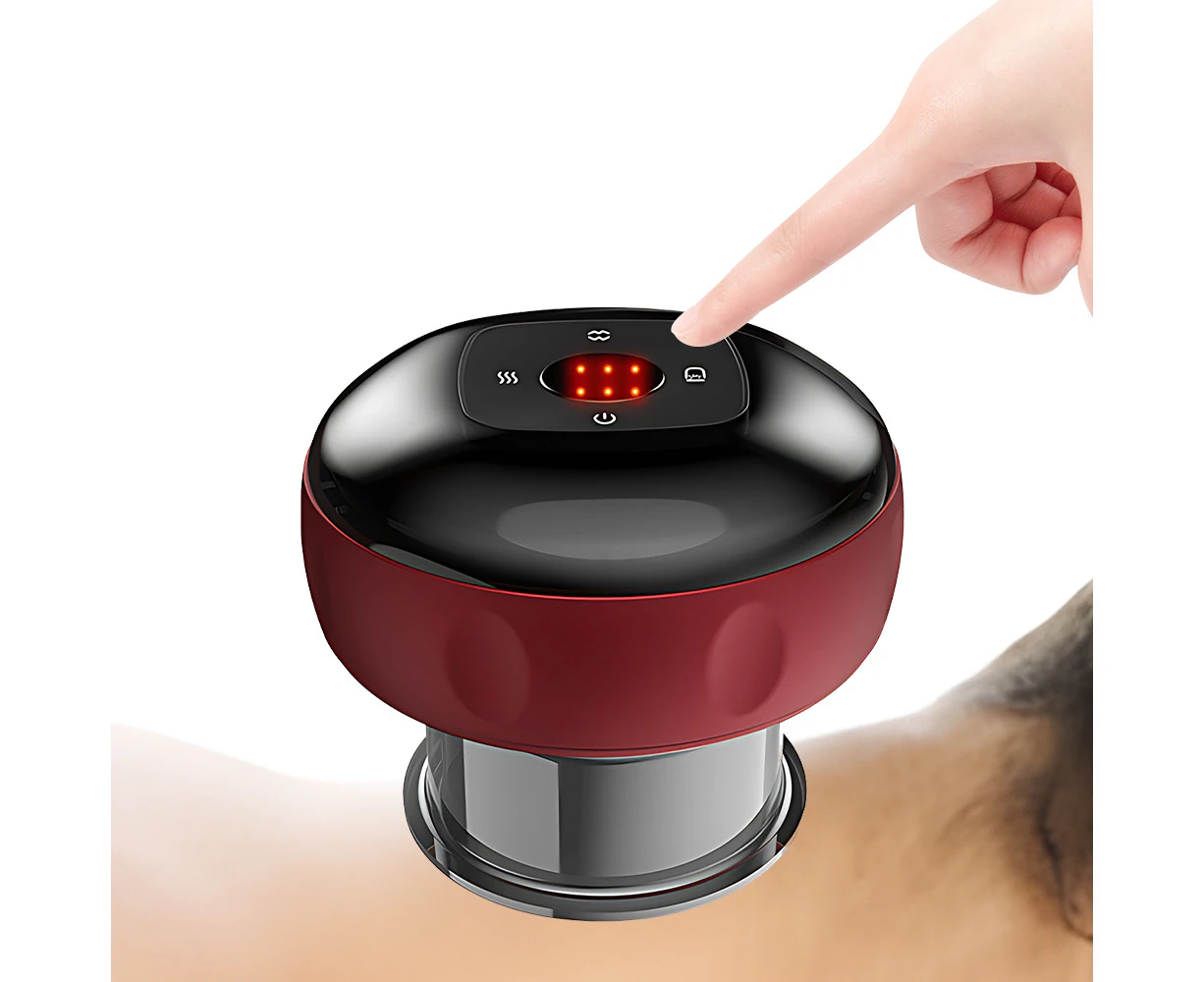 2-in-1 Electric Cupping Therapy Massager Smart Gua Sha Tool with Auto Timer 12 Level Temperature and Suction Adjustable Cordless Type-C Rechargeable 1800mA