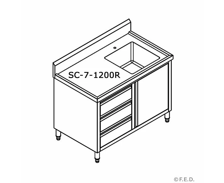 Sc 7 1200r H Cabinet With Right Sink