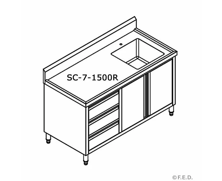 Sc 7 1500r H Cabinet With Right Sink