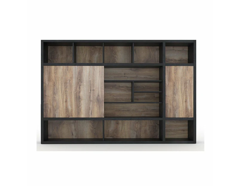 PHOENIX Display Wall Unit 3.0M - Warm Oak & Black