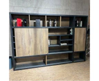 PHOENIX Display Wall Unit 3.0M - Warm Oak & Black