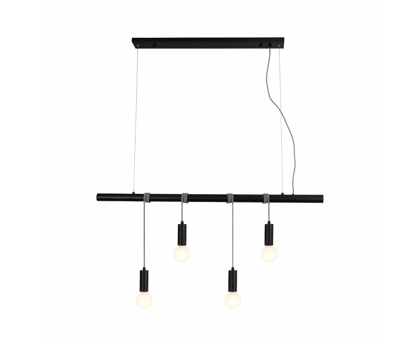 Bikkel 4 Light Metal Bar Pendant Ceiling Lamp Adjustable Height Black