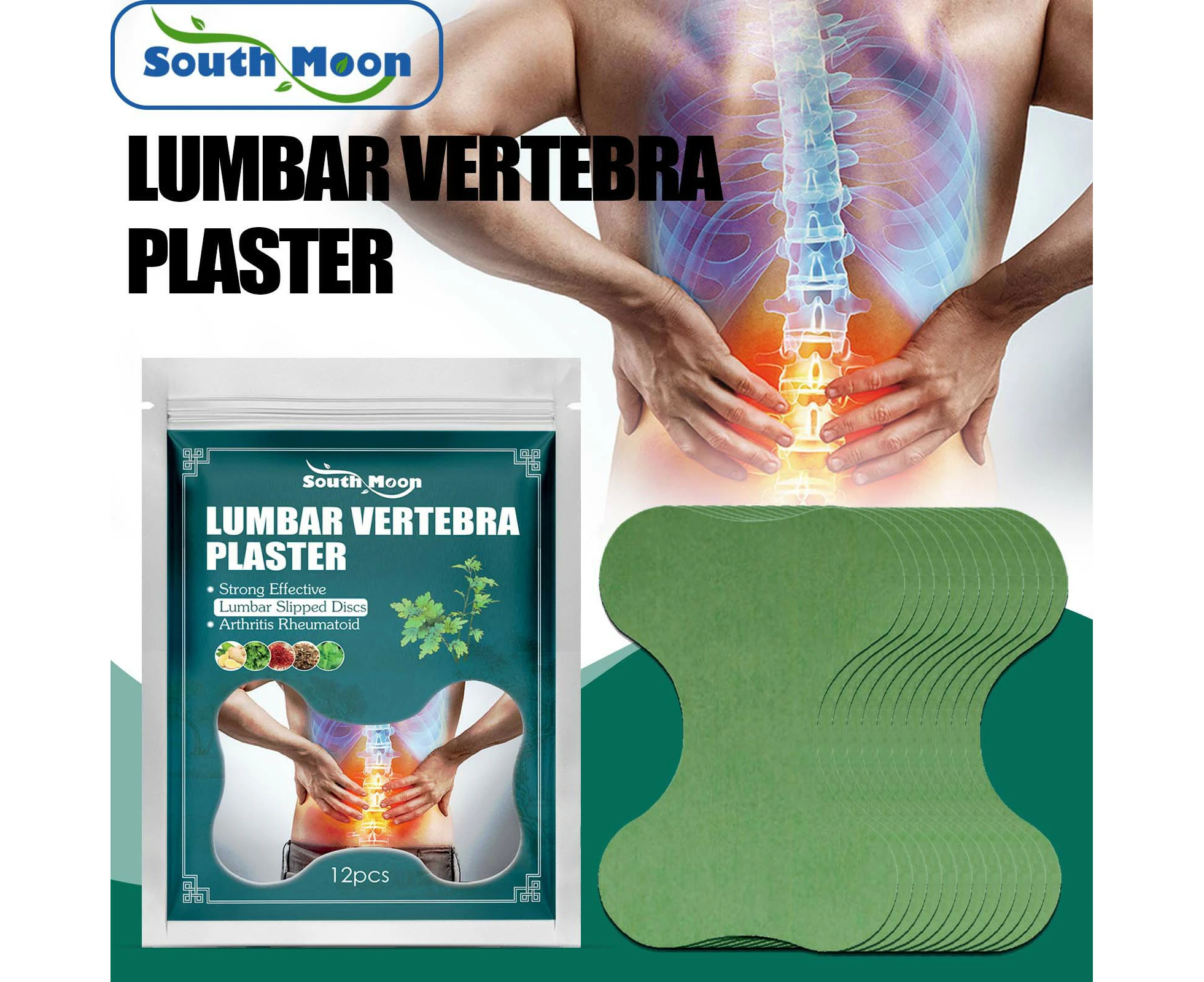 Lumbar Patches Relieve Lumbar Stiffness, Swelling, Pain, Lumbar Disc Herniation, Muscle And Bone Care Patches (12 Pcs)