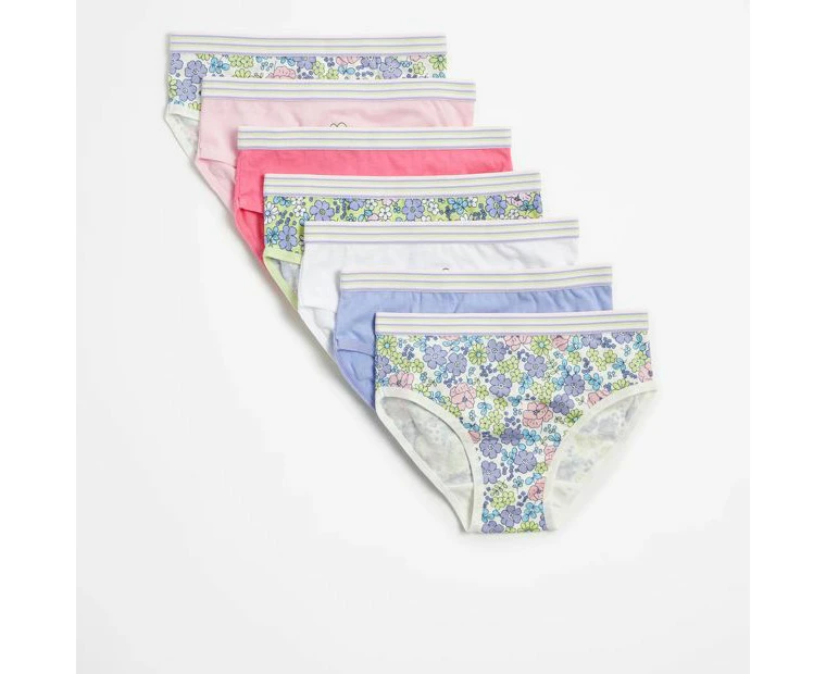 Girls Underwear Briefs 7 Pack - Maxx - Floral Ladybug