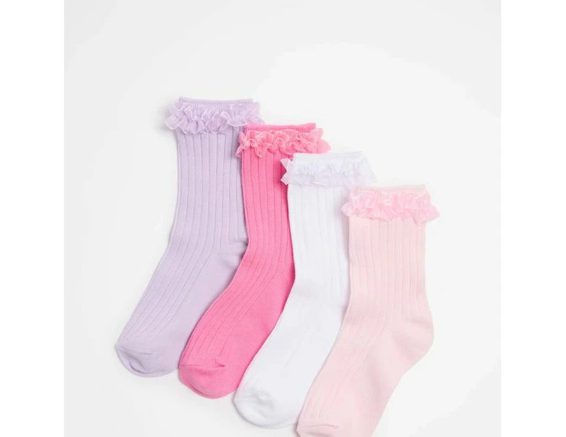 Girls' Frilled Socks 4 Pack - Maxx