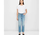 Target Straight High Rise Crop Length Denim Jeans - Blue