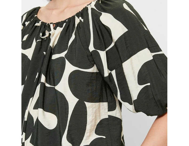 V-Neck Puff Sleeve Blouse - Preview