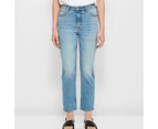 Target Straight High Rise Crop Length Denim Jeans - Blue