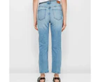 Target Straight High Rise Crop Length Denim Jeans - Blue