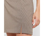 Split Front Mini Skirt - Lily Loves - Brown