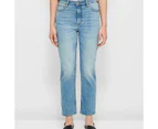 Target Straight High Rise Crop Length Denim Jeans - Blue