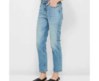 Target Straight High Rise Crop Length Denim Jeans - Blue