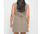 Split Front Mini Skirt - Lily Loves - Brown