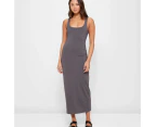 Square Neck Body Maxi Dress - Lily Loves - Grey