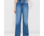 Target Wide Leg High Rise Full Length Denim Jeans - Blue