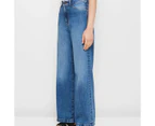 Target Wide Leg High Rise Full Length Denim Jeans - Blue