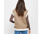 Oversized Sherpa Vest - Lily Loves - Brown