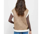 Oversized Sherpa Vest - Lily Loves - Brown