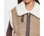 Oversized Sherpa Vest - Lily Loves - Brown