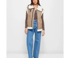 Oversized Sherpa Vest - Lily Loves - Brown