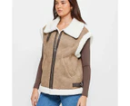 Oversized Sherpa Vest - Lily Loves - Brown