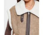 Oversized Sherpa Vest - Lily Loves - Brown